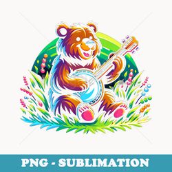 aesthetic bear playing banjo kawaii pet cartoon cottagecore - trendy sublimation digital download