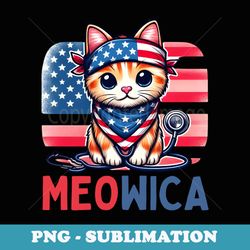 patriotic nurse meowica nurse cat 4th of july american flag - unique sublimation png download