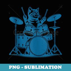 drummer cat playing drums drumset vintage art cat on drums - sublimation digital download