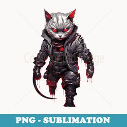 cyberpunk cat with bloody red eyes as gamer design - stylish sublimation digital download