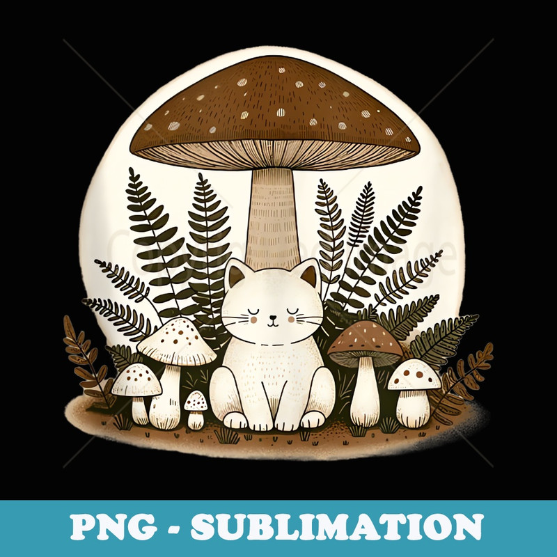 Cottagecore Cat Mushroom - Professional Sublimation Digital Download