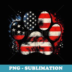 4th of july american flag patriotic dog & cat paw print - modern sublimation png file