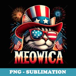 firework cat funny patriotic kitty cat meowica 4th of july - professional sublimation digital download