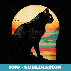 cute cat silhouette vintage aesthetic color retro sunset cat - instant sublimation digital download