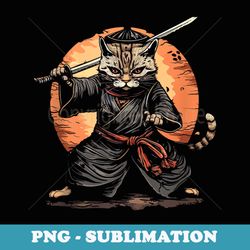 kawaii graphic japanese anime manga samurai ninja cat - modern sublimation png file