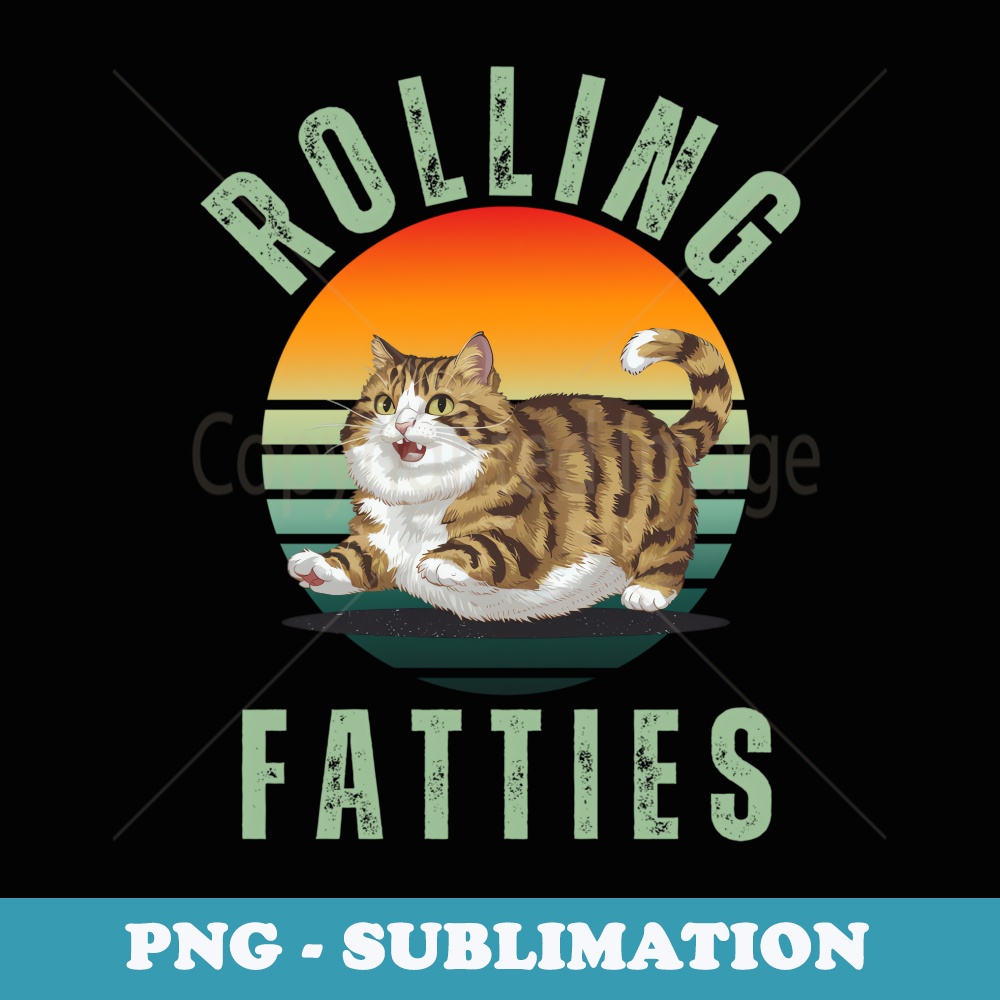 Retro rolling fatties fat kitten - cat lovers for men women - Decorative Sublimation PNG File