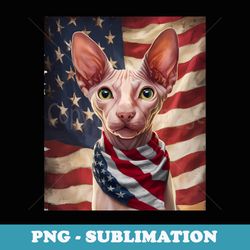4th of july sphynx cat dressed in american flag usa - png sublimation digital download