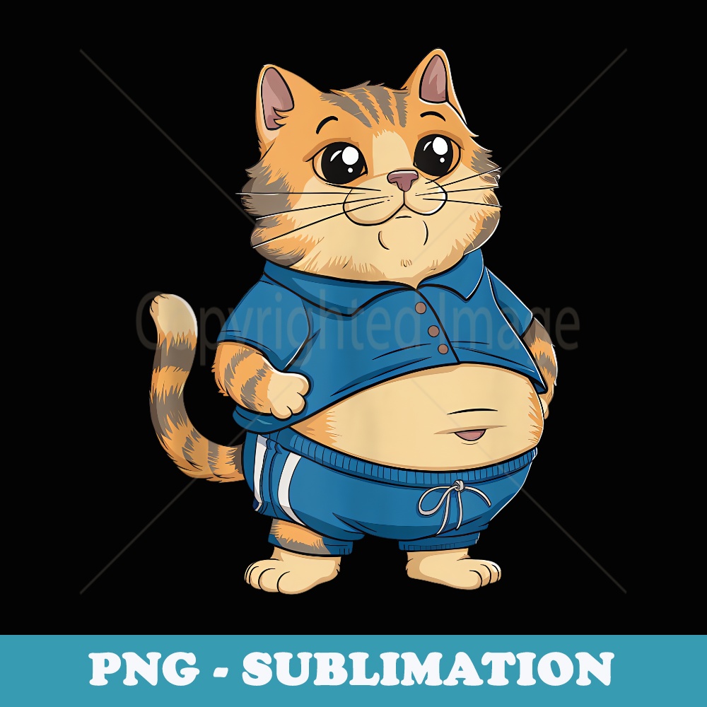 Funny Fat Cat Art Design Fat Kitten Cat Lover - PNG Sublimation Digital Download