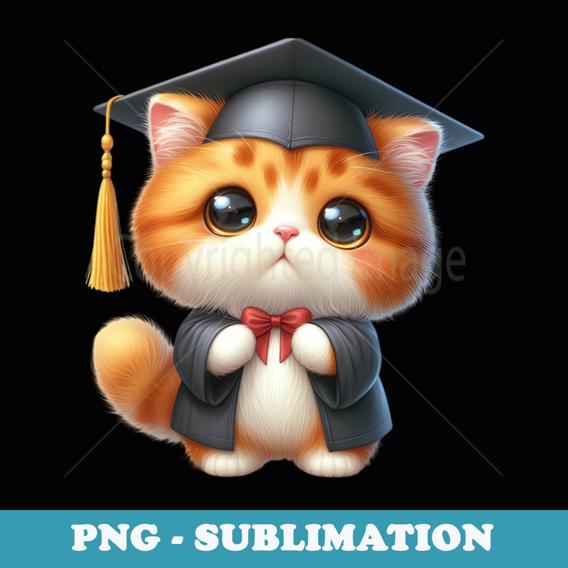 Educated Cat in Graduation Cap Funny Grad s - Instant PNG Sublimation Download