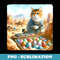 Cat Uncovering Ancient Holiday Eggs In Excavation. Easter - Retro PNG Sublimation Digital Download