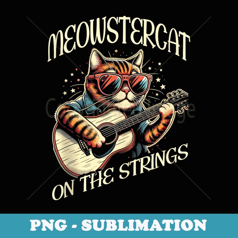 Funny Cat Playing Guitar - PNG Sublimation Digital Download