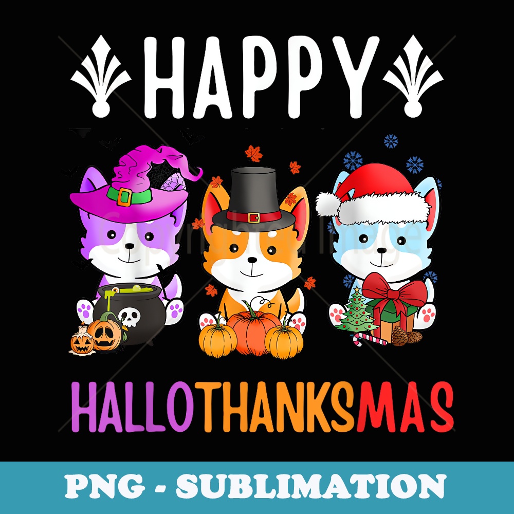 Halloween Thanksgiving Christmas Cat Lover Hallothanksmas - Trendy Sublimation Digital Download