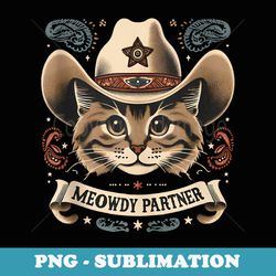 meowdy partner cat cowboy hat howdy funny country western - exclusive sublimation digital file