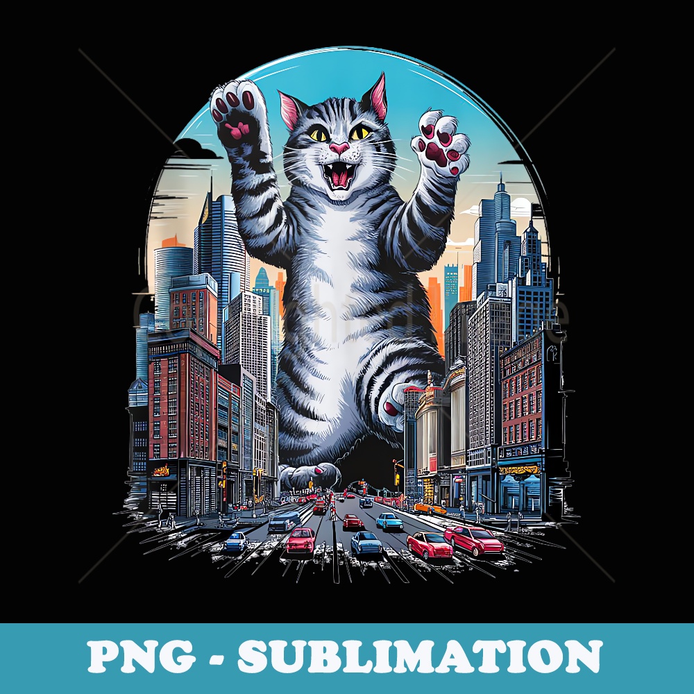 Catzilla The Playful Urban Menace - Sublimation Digital Download