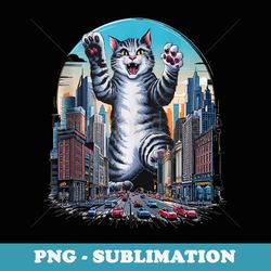 catzilla the playful urban menace - sublimation digital download