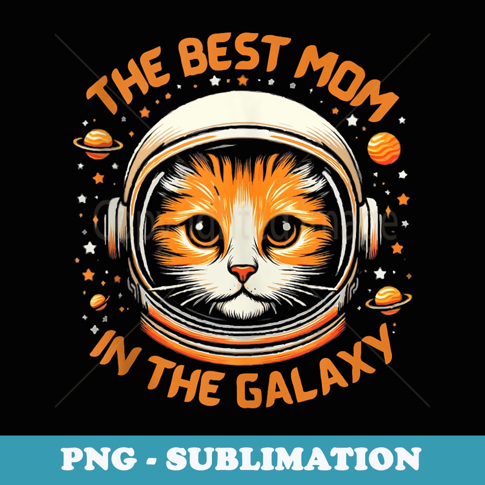 Funny Cat Mom Astronaut The Best Mom In The Galaxy Mothers - PNG Sublimation Digital Download
