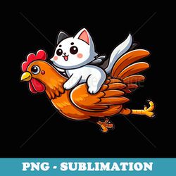 funny cat riding chicken tuxedo cat on a chicken lover cute - artistic sublimation digital file