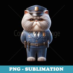 persian cat policeman funny cute cartoon kitty cop design - instant sublimation digital download