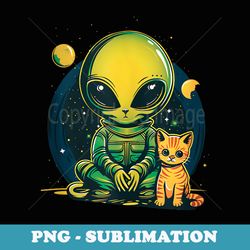 alien and cat funny cat selfie with alien vintage ufo funny - premium sublimation digital download