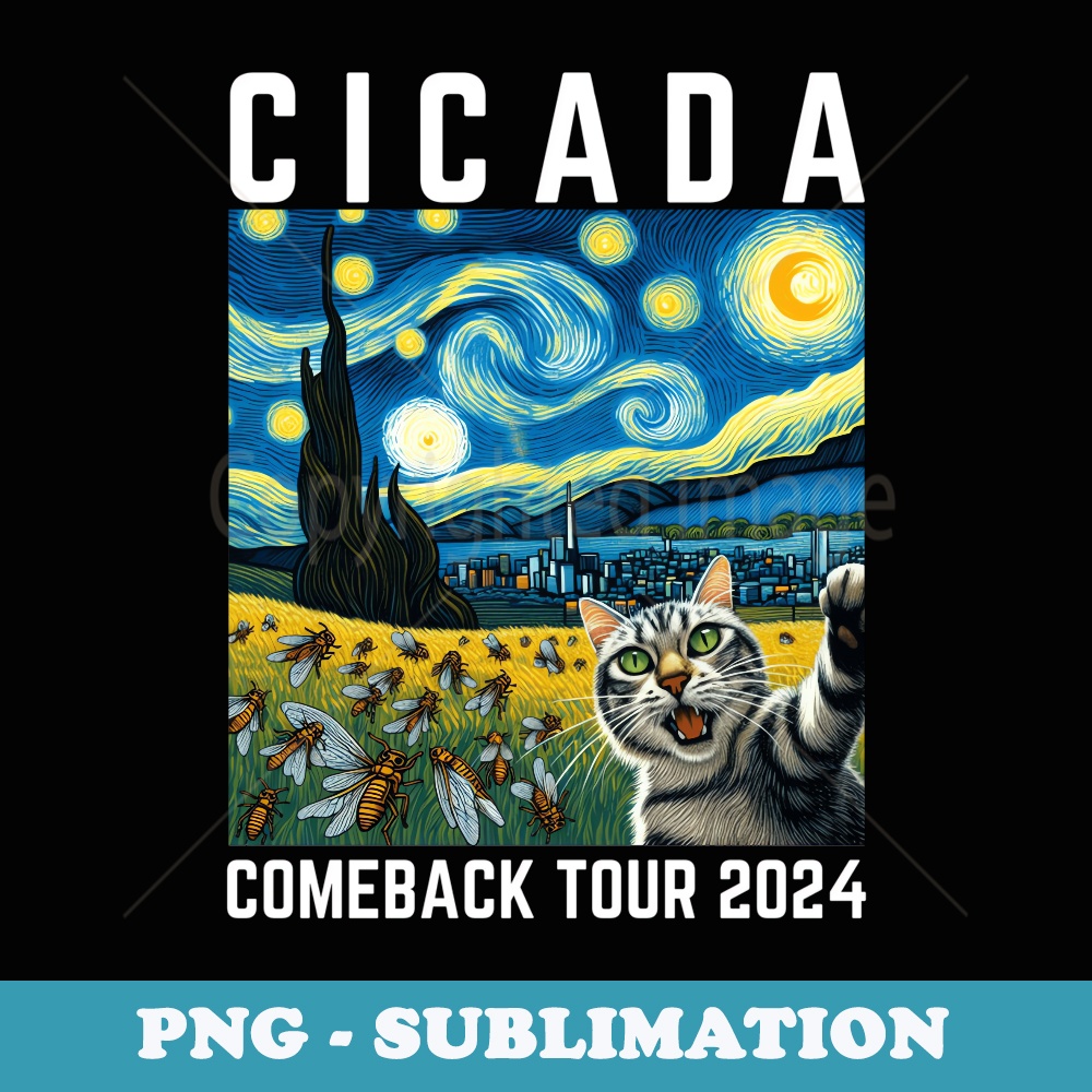 Funny Cat Selfie with Cicada Comeback Love Tour 2024 - Premium Sublimation Digital Download