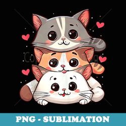 cute cat meowtain cute kitty pile anime kawaii cats neko - exclusive png sublimation download