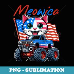 4th of july monster truck meowica american flag cat raglan baseball - professional sublimation digital download