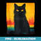 Retro Paint Drip Rainbow Black Cat Silhouette Cat Graphic - PNG Sublimation Digital Download