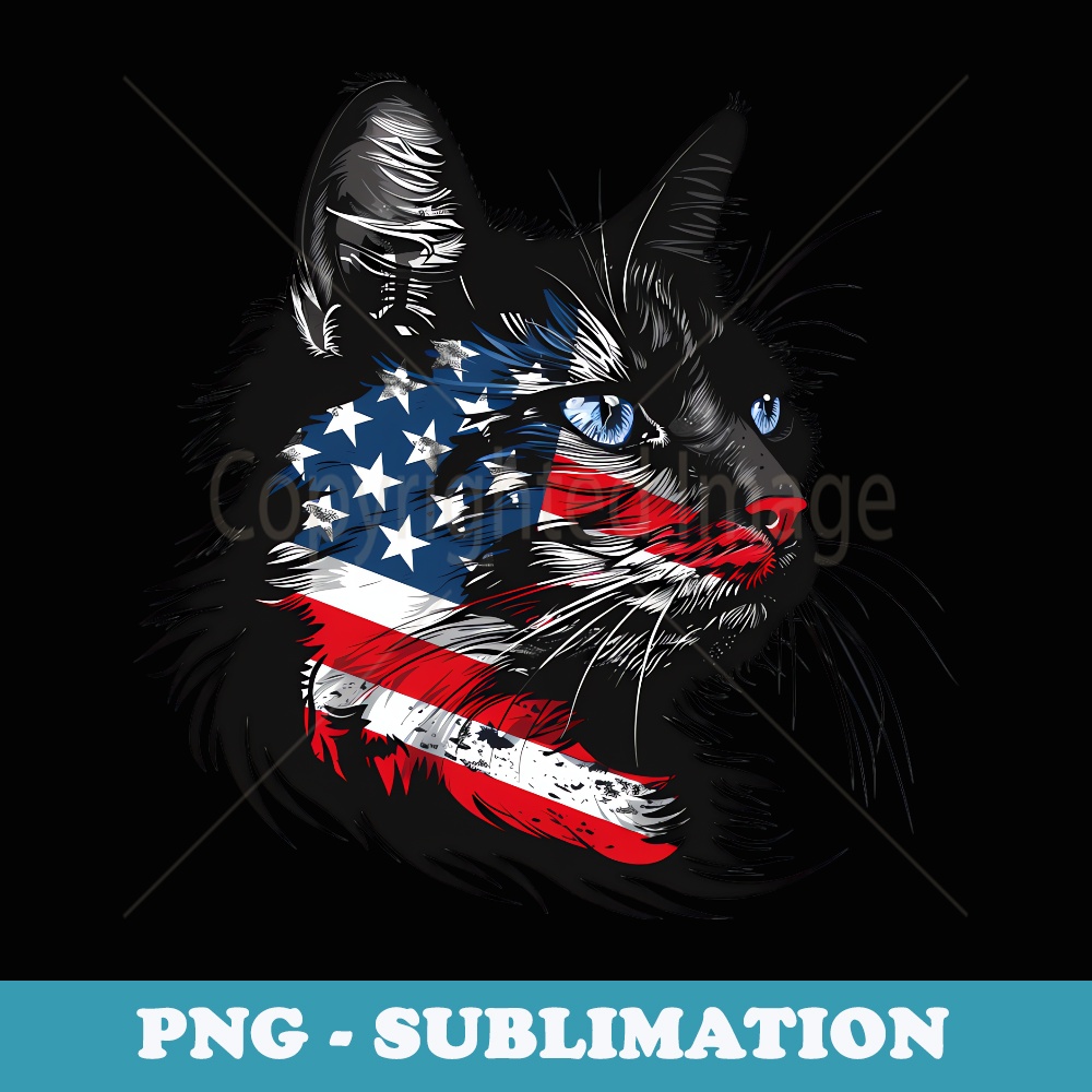 4th Of July USA Cat American Flag Fourth Of July Patriotic - Exclusive PNG Sublimation Download