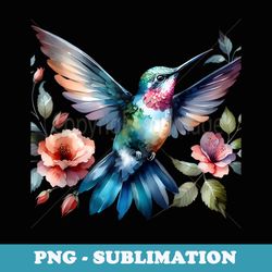 hummingbird flowers vintage artwork grey classic for women - trendy sublimation digital download