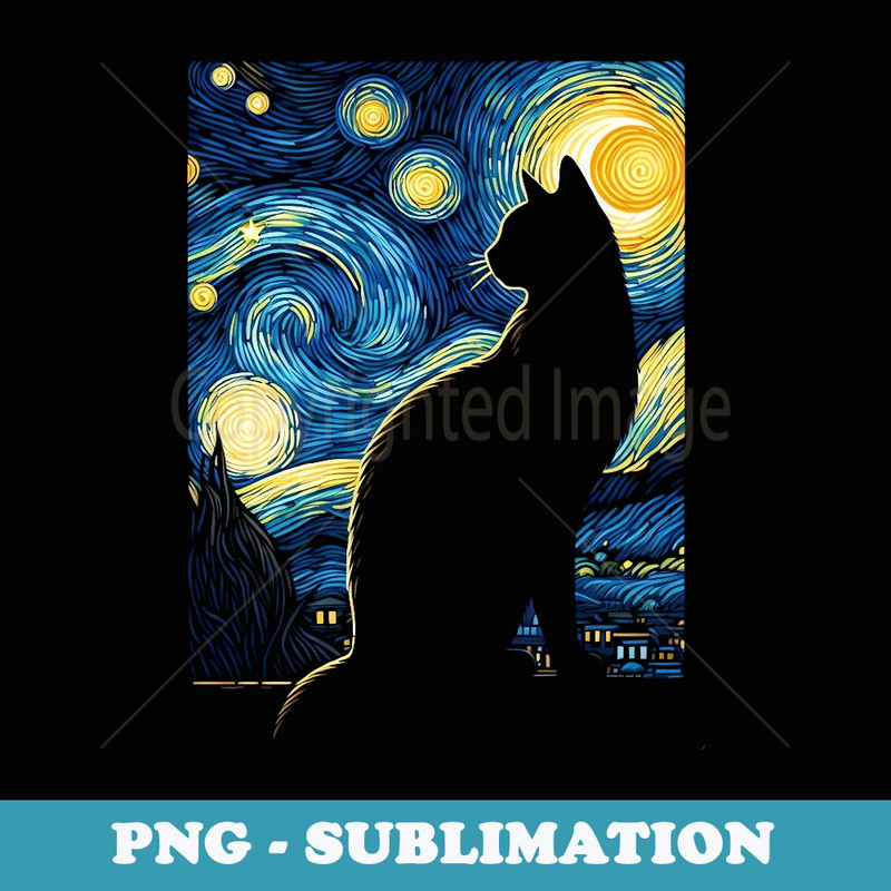 Cute Cat Starry Night Cat Lovers Cat Dad Cat Mom - Premium Sublimation Digital Download