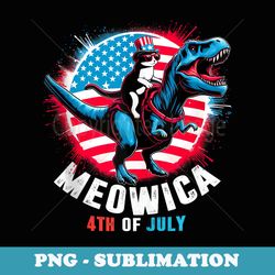 meowica 4th of july cat riding t rex dinosaur usa patriotic - stylish sublimation digital download