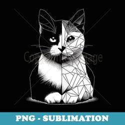 abstract geometric polygonal cat twins - stylish sublimation digital download