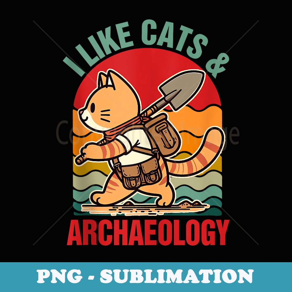 Archeologist Cat Lover Cat Mom I Like Cats & Archaeology - Modern Sublimation PNG File