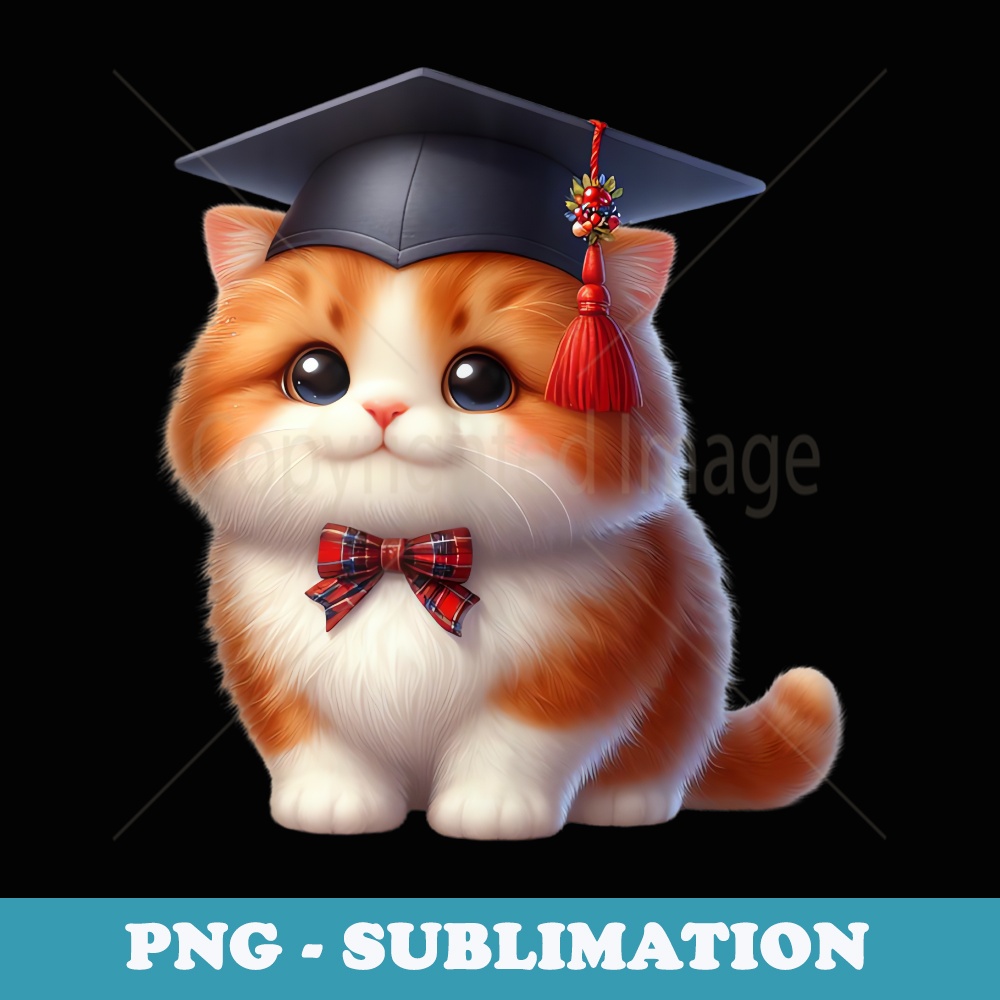 Educated Cat in Graduation Cap Funny Grad s - Vintage Sublimation PNG Download