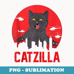 funny cat catzilla humor and horror movies lovers cat owner - signature sublimation png file