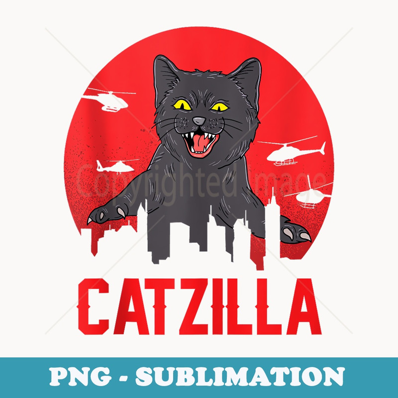 Funny Cat Catzilla Humor and Horror Movies Lovers Cat Owner - Signature Sublimation PNG File