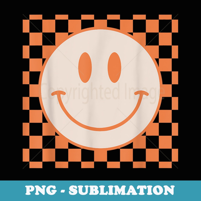 Retro Happy Face Checkered Pattern Smile Face Trendy - Unique Sublimation PNG Download