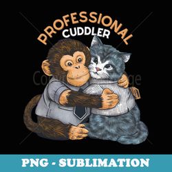 cute hugging expert cat monkey cuddler cuddle hugs cuddling - exclusive png sublimation download
