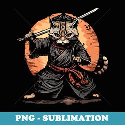 kawaii graphic japanese anime manga samurai ninja cat - artistic sublimation digital file