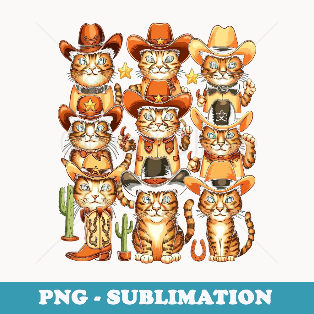 Cowboy Cats And Kittens Western Cowboy Vintage Meowdy Cat - High-Resolution PNG Sublimation File
