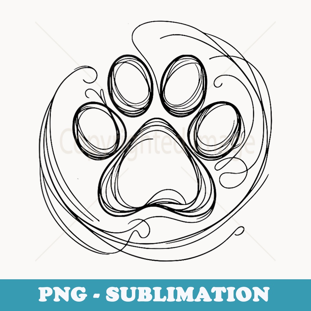 Cute dog paw print mono line pet footprint minimal design - Retro PNG Sublimation Digital Download