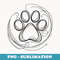 Cute dog paw print mono line pet footprint minimal design - Retro PNG Sublimation Digital Download