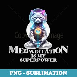 meditation yoga design meowditation cat - instant sublimation digital download
