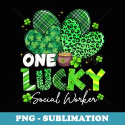 one lucky social worker st patricks day shamrock heart - vintage sublimation png download