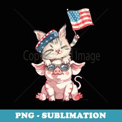 fourth of july american flag usa patriotic cat pig america - premium png sublimation file