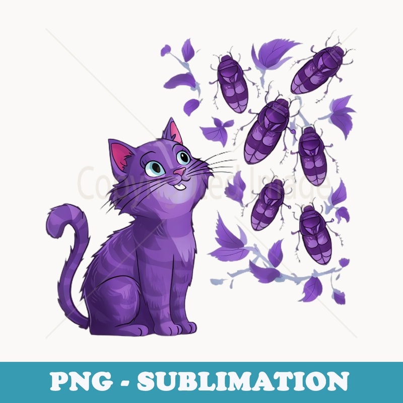 Cat Watching Cicada Invasion 2024 Double Brood Emergence - Exclusive Sublimation Digital File