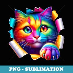 colorful cute cat torn cloth - cat lover, cat mom, cat dad