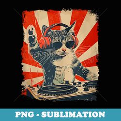 funny dj cat disco sound tech headphone music - sublimation digital download