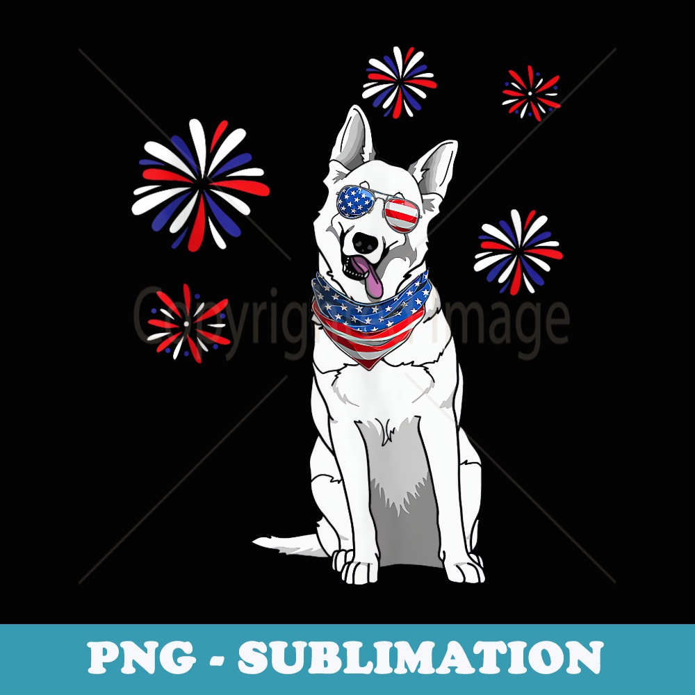 Patriotic White German Shepherd 4th of July Dog Lover - Signature Sublimation PNG File