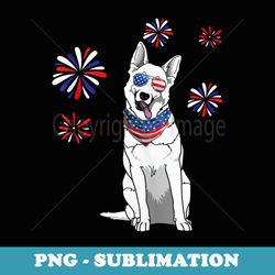 patriotic white german shepherd 4th of july dog lover - signature sublimation png file